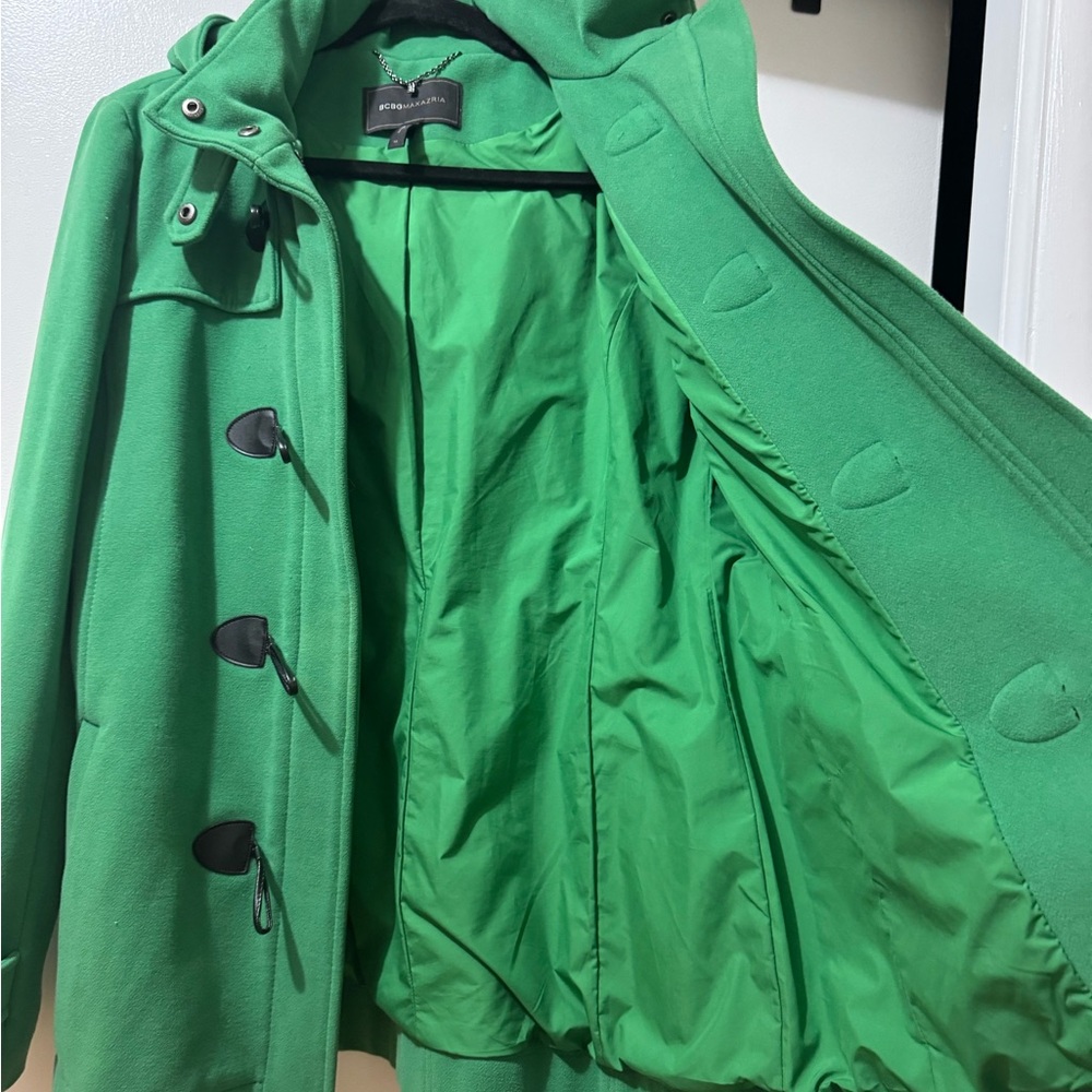BCBGMaxAzria Bright Green Toggle Coat
